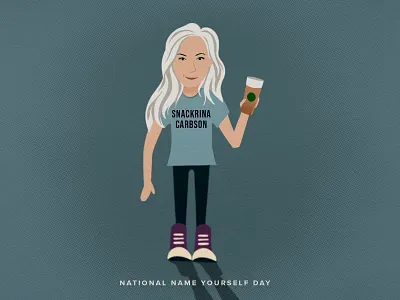 Snackrina Carbson beverage blue character coffee custom drink funny gray hair humor illustration name person procreate snack snackrina sneakers starbucks yourself