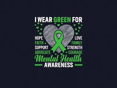Happy Mental Health Awareness T-Shirt Design awareness campaign design awareness design awareness ribbon branding design dribbble design green ribbon illustration inspirational typography mental health awareness mental health bundle mental health quotes mental health support mental health t shirt motivational quote shirt pod t shirt design self care design support mental health t shirt design t shirt design maker