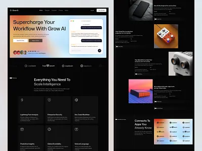 Gridora - Technology Website Template ai landing page ai product website ai saas design automation platform design clean ui design dark marketing minimal saas ui design saas website tech landing page