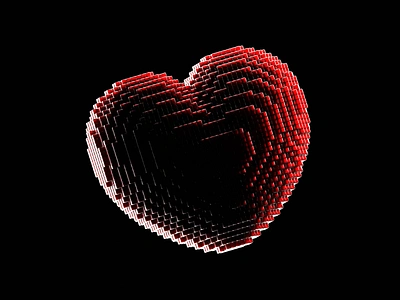 Voxel Heartbeat 3d animation beat blender box cube heart heartbeat icon illustration logo love motion graphics red render valentine voxel