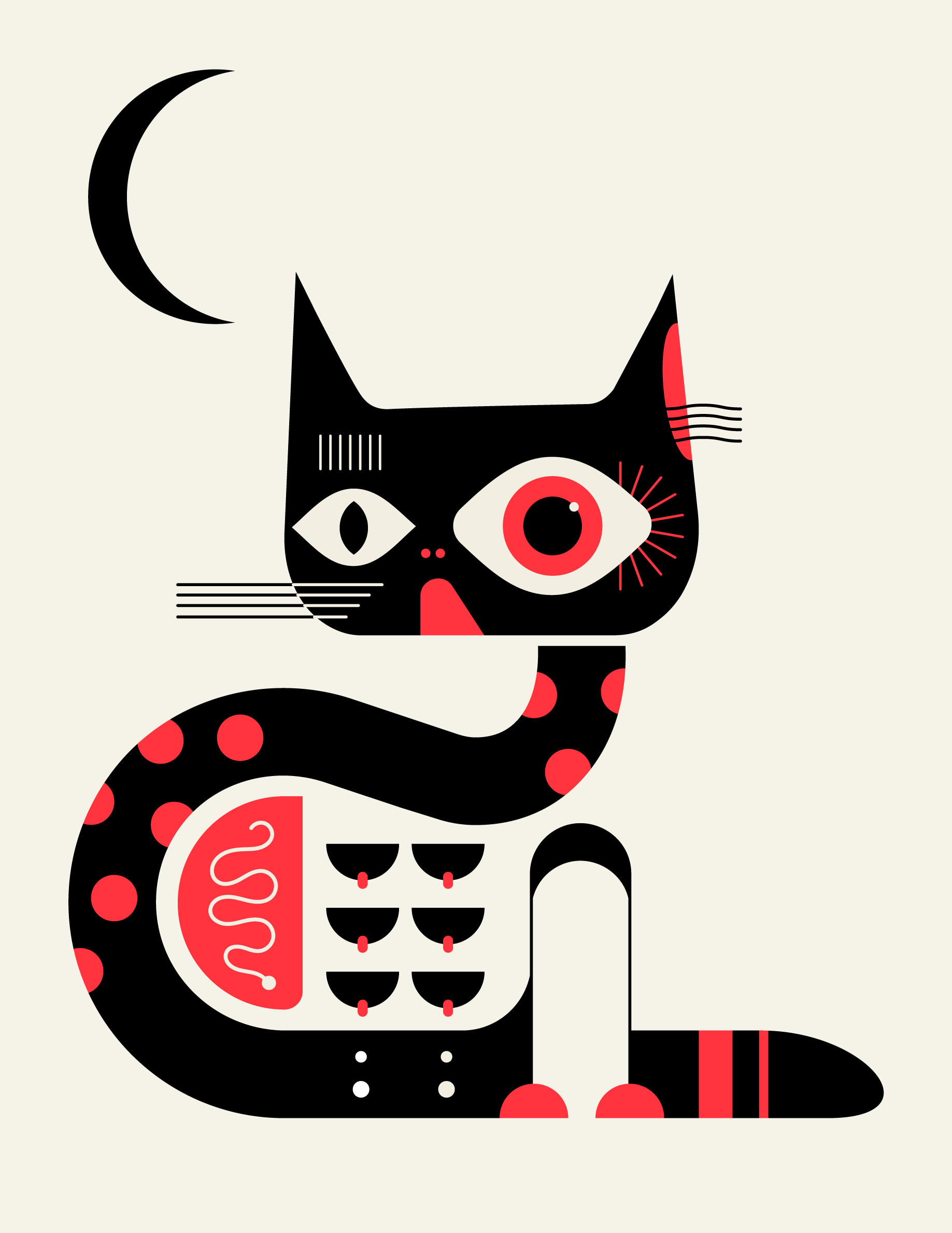 BioGato abstractillustration black cat catart design geometric illustration minimalist modernism red vector