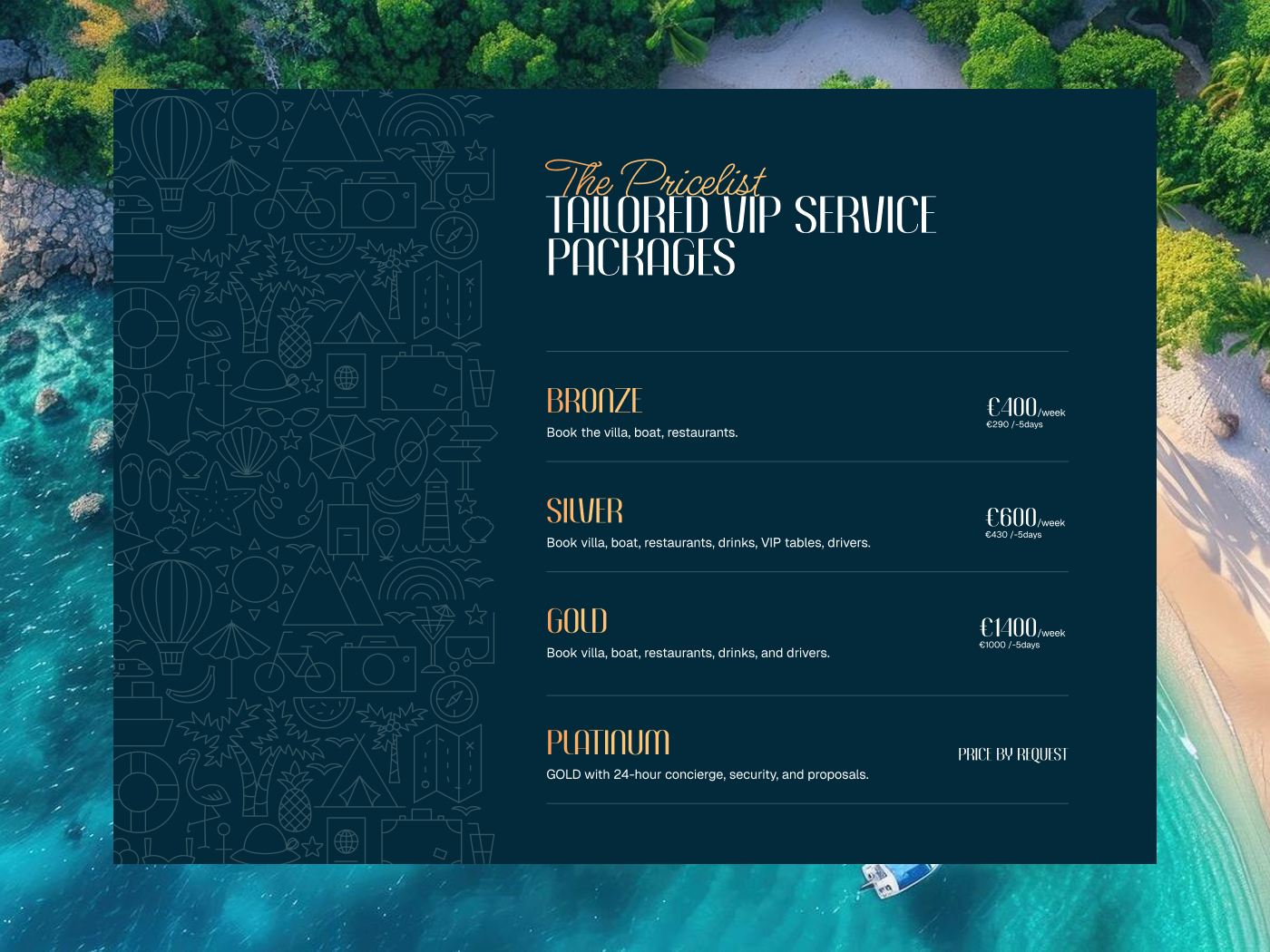 Beach IBIZA Website Pricing UI/UX Design beach website beach website pricing design ibiza website landing page design luxury website pricing modern website pricing ui samero ui ui design website website design website pricing