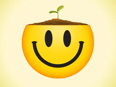 Sustainability article imagery brown design dirt earth editorial face glow graphic design green growth illustration illustrator photoshop plant smile smiley face visual warm yellow