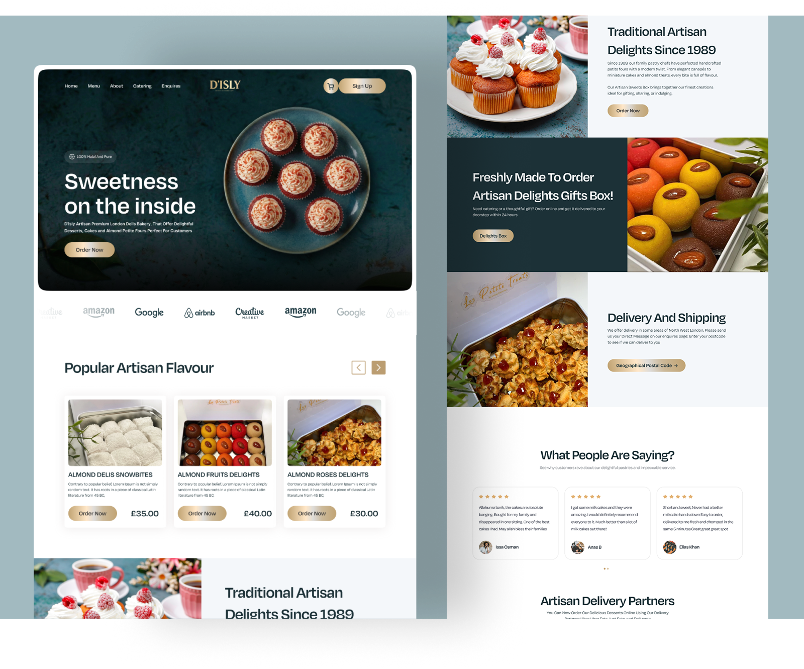 D'isly - Artisan Bakery & Confectionery Web UI artisan bakery website branding clean design confectionery dessert ecommerce food app food delivery gourmet landing page layout design minimalist nline store pastry shop ui design uiux user interface web design web ui