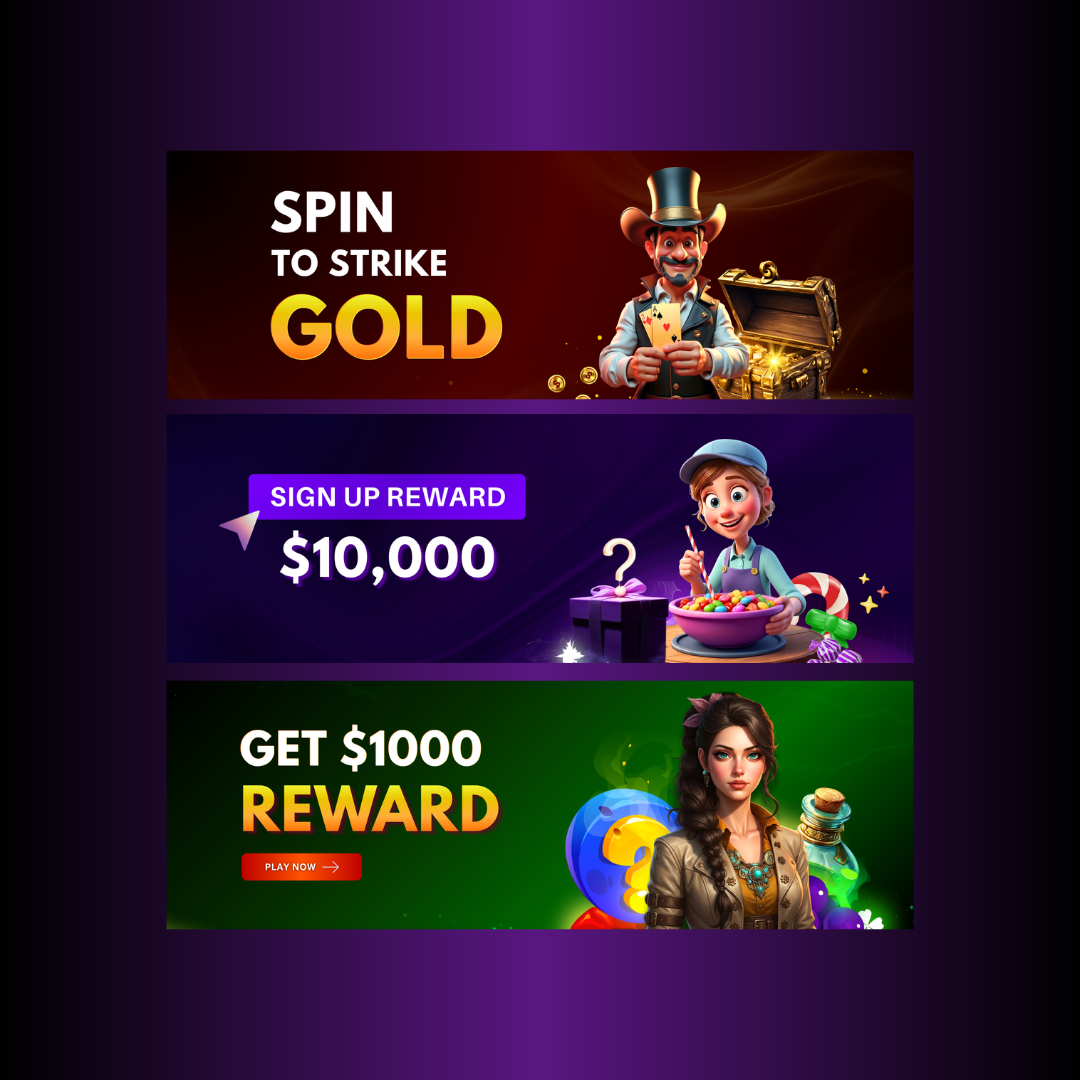 Casino Banner Design adobe photoshop advertising banner bannerads betting branding casino casino banner casino banner design casino thumbnail design gambling game banner game design graphic design igaming poster slots ui web banner