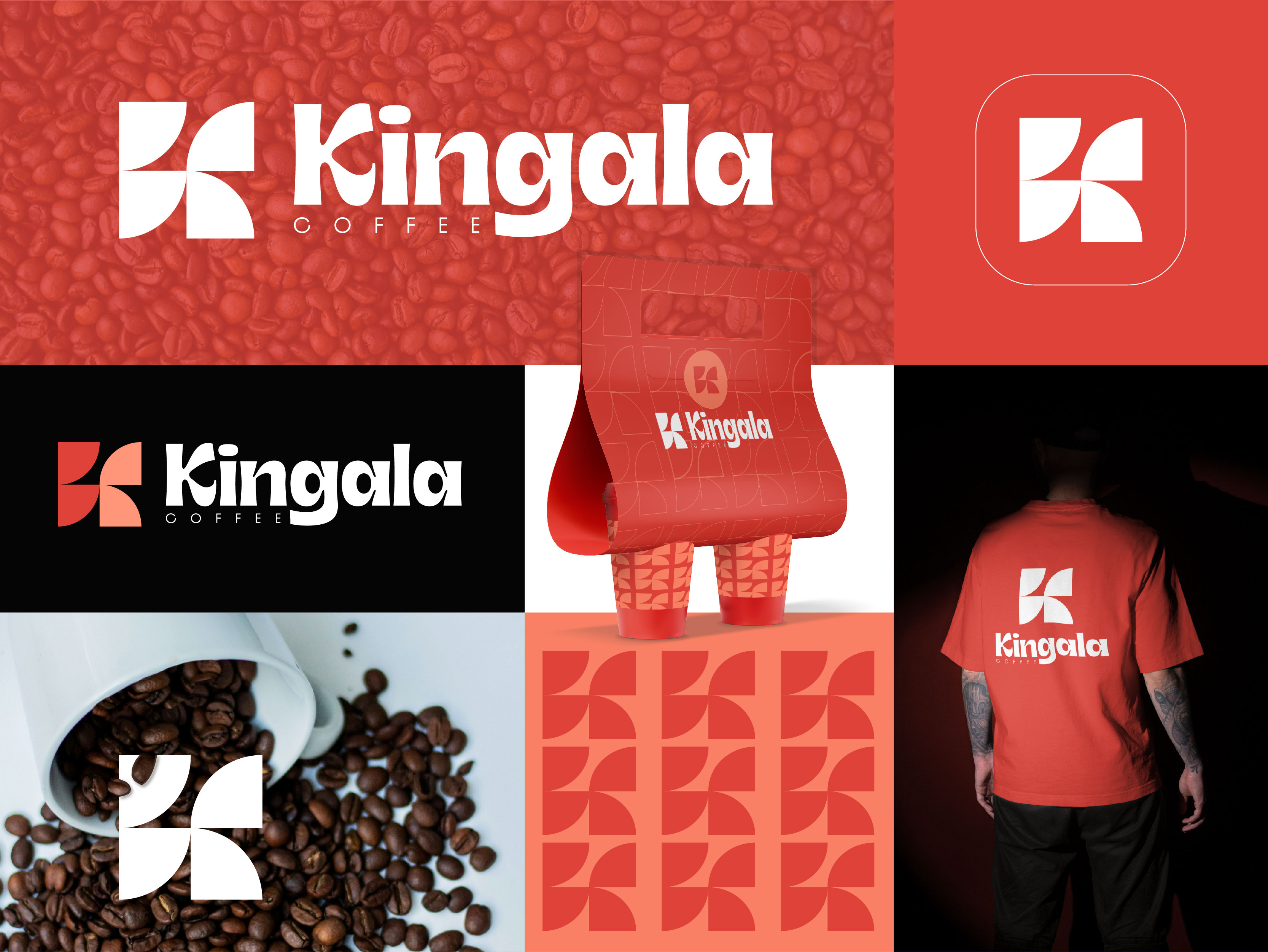 Kingala Coffee Logo | Modern K Lettermark Brand Identity Design