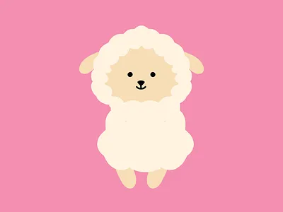 Cute Sheep Illustration character design childrens illustration cute farm animal flat design fluffy illustration kawaii lamb minimalist pastel playful sheep soft colors vector
