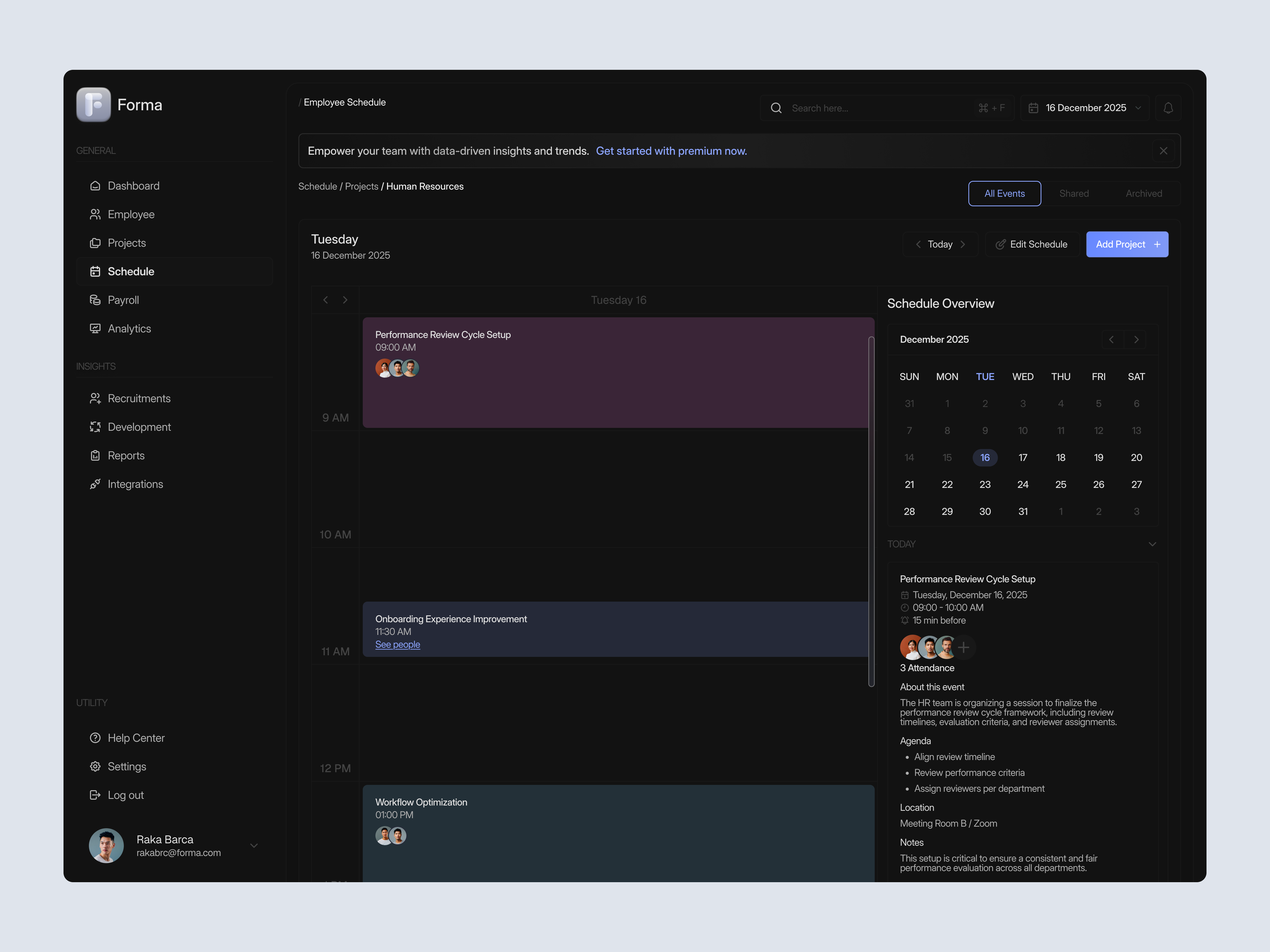 Schedule Page HR Dashboard calendar company dark mode dashboard design employee hr hr dashboard hr website minimal modern productivity schedule schedule dashboard timeline tracking ui ui design ux design website