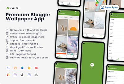 Waller - Bloggger Wallpaper App android blogger dream space material design mobile ui wallpaper