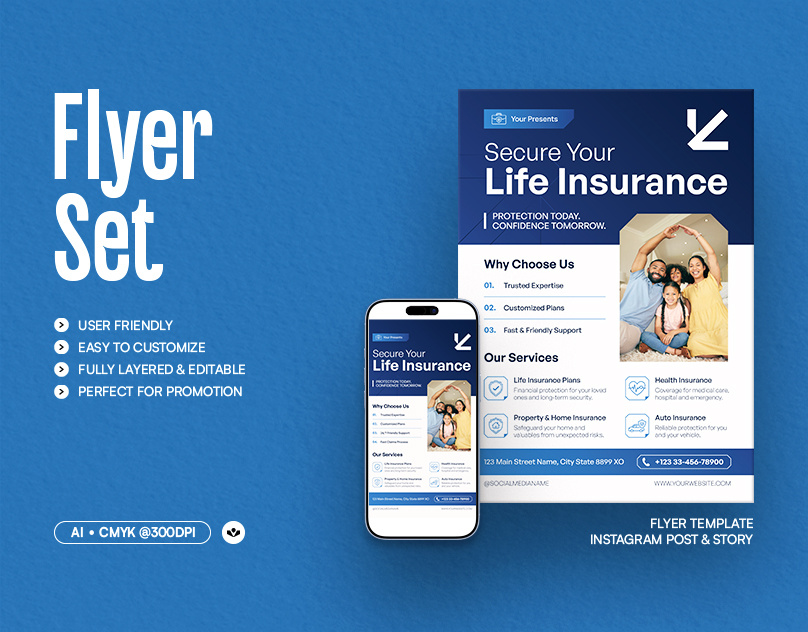 Insurance Flyer branding design event flyer graphic design insurance life promotional solasome template