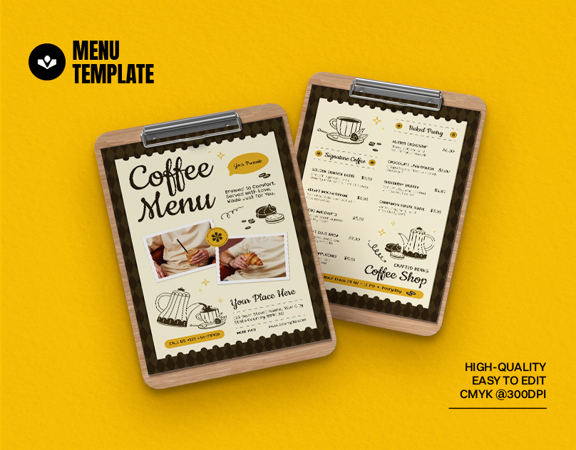 Vintage Coffee Menu coffee design drink graphic design menu restaurant solasome template