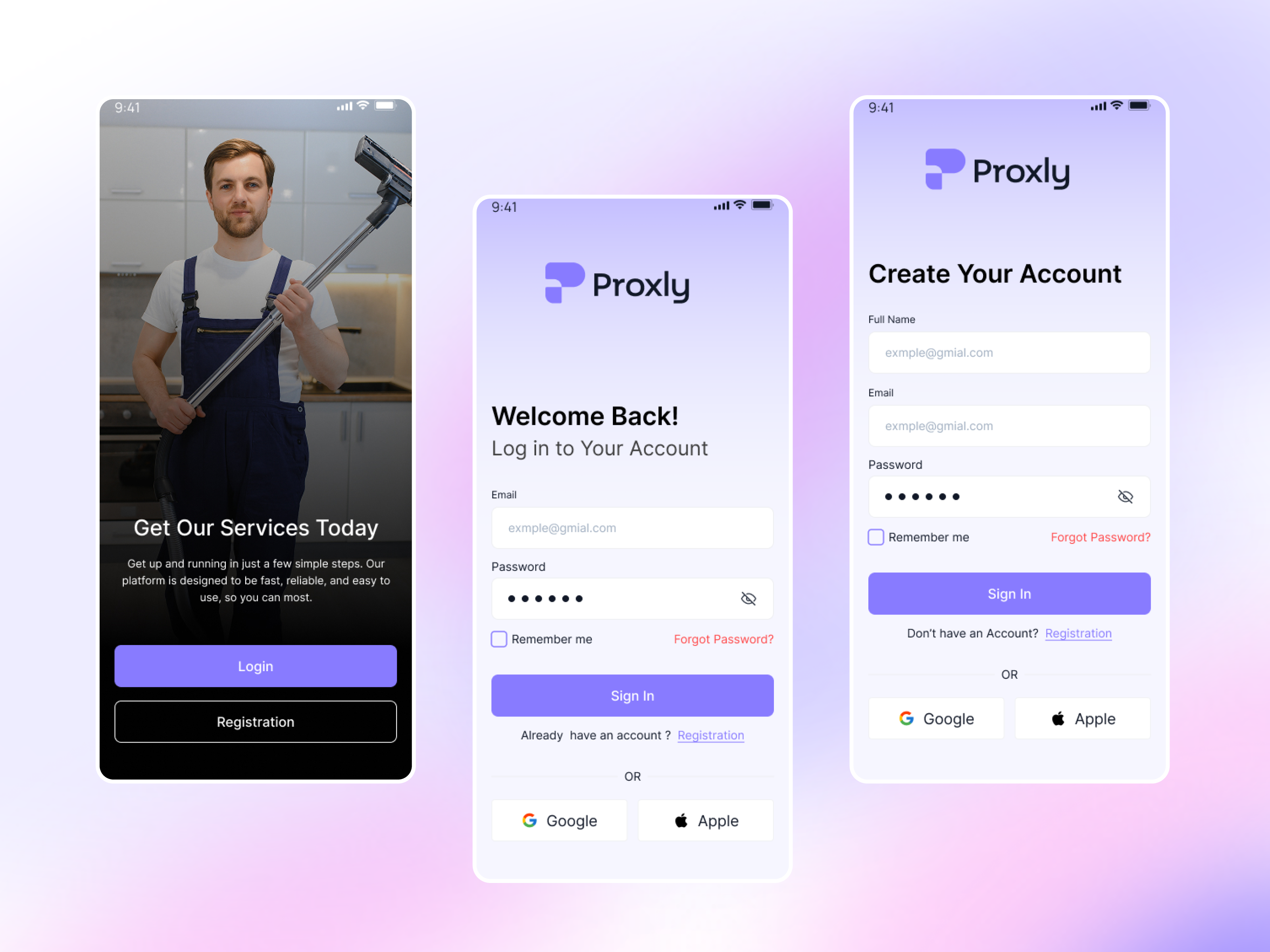 On-Demand App Login & Signup Authentication UI