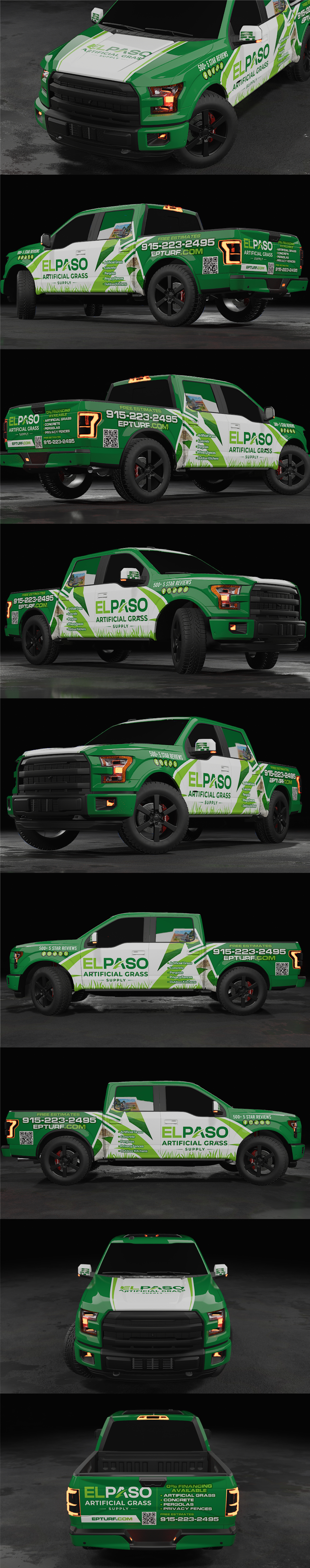 ELPASO ARTIFICIAL GRASS SUPPLY I TRUCK WRAP branding creative vehicle wrap creative wrap graphic design innovative wrap truck wrap van wrap wrap