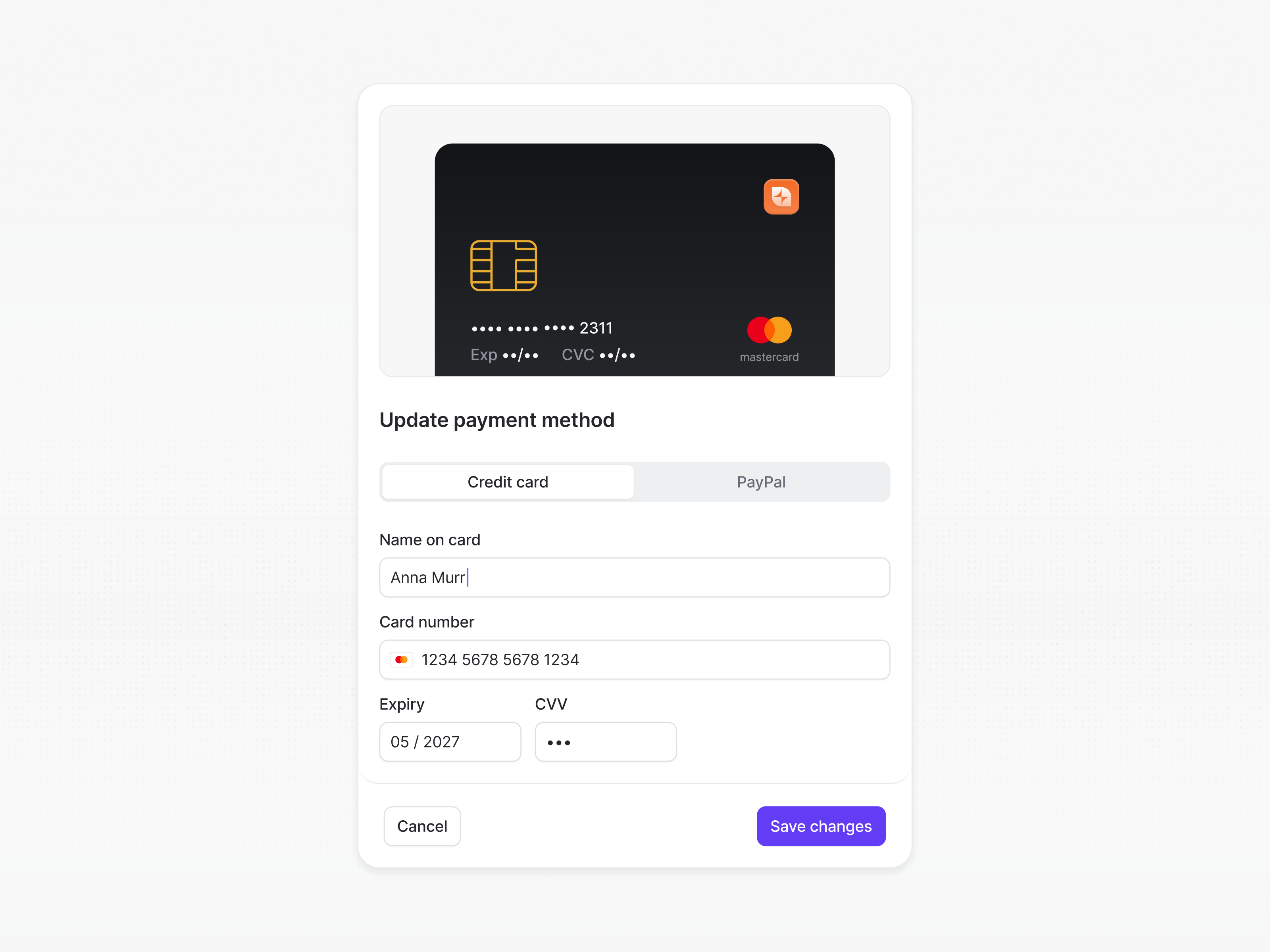 Payment Dialog  -  Built using Radian UI Kit