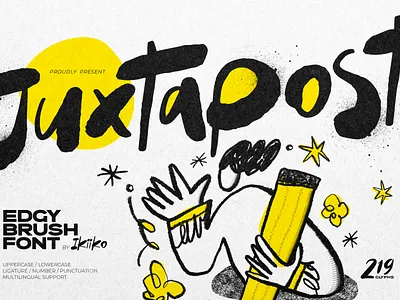 Juxtapost - Edgy Brush Font artsy font bold font brush font display font edgy font expressive font font fonts handcrafted font indie design modern brush font organic font poster font raw font street brush textured font typeface typography urban font zine design