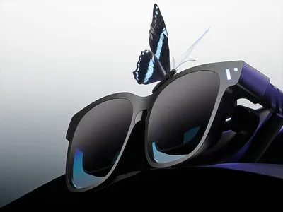 Viture XR glasses butterfly visual by Milkinside 3d animation ar brand branding butterfly cgi glases glasses graphic design motion graphics xr