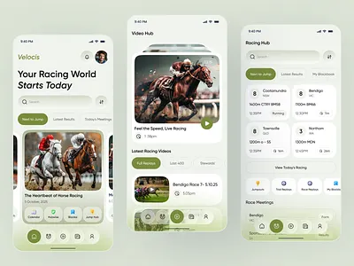Horse Racing App UI – Sports & Live Racing Mobile UX analytics dashboard app design event tracking horse racing app live results live streaming app racing app sports sports app ui web