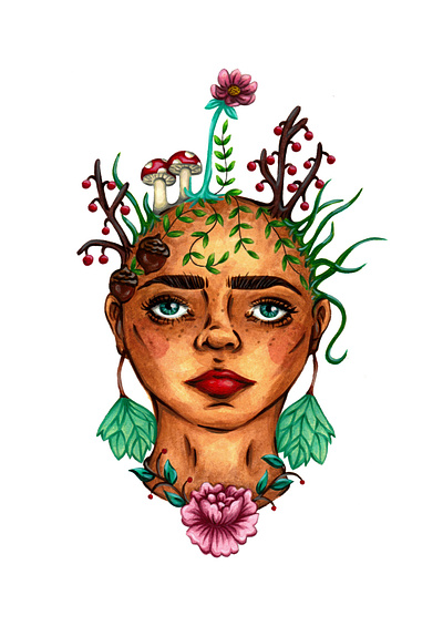 Autumnal Portrait art artist artwork autumn character design designer drawing illustration illustrator painting portrait watercolour