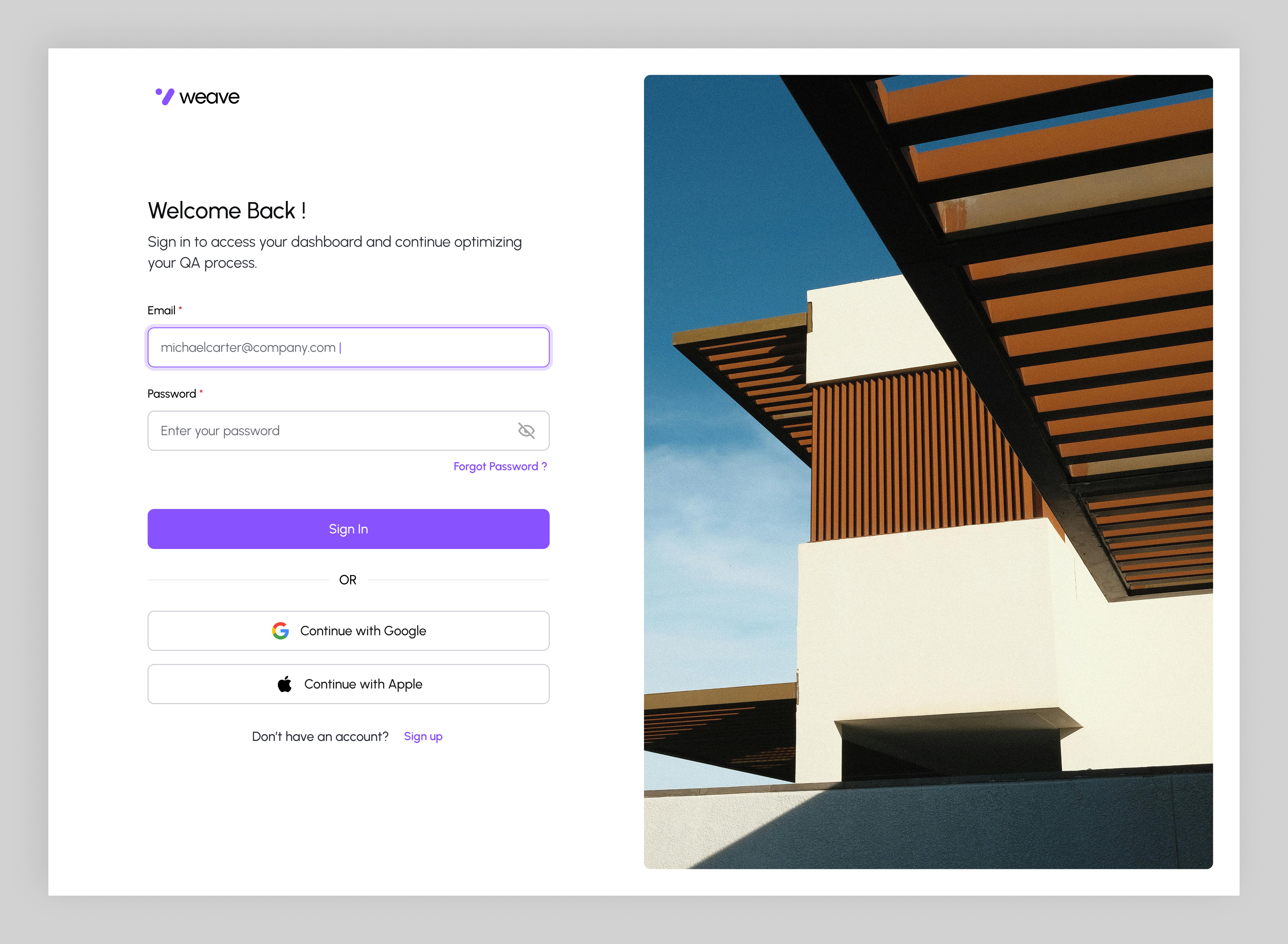 Sign in/Sign up page UI