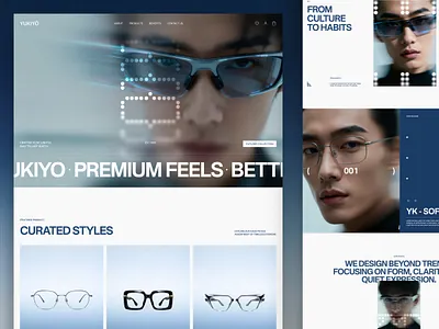 Yukiyo — Eyewear Ecommerce Minimalist Fashion Website UI Design awwwards clean company profile ecommerce ecommerce website design editorial elegant eyewear website fashion ecommerce fashion website landing page luxury minimalist modern product page shopify website ui web design website website design