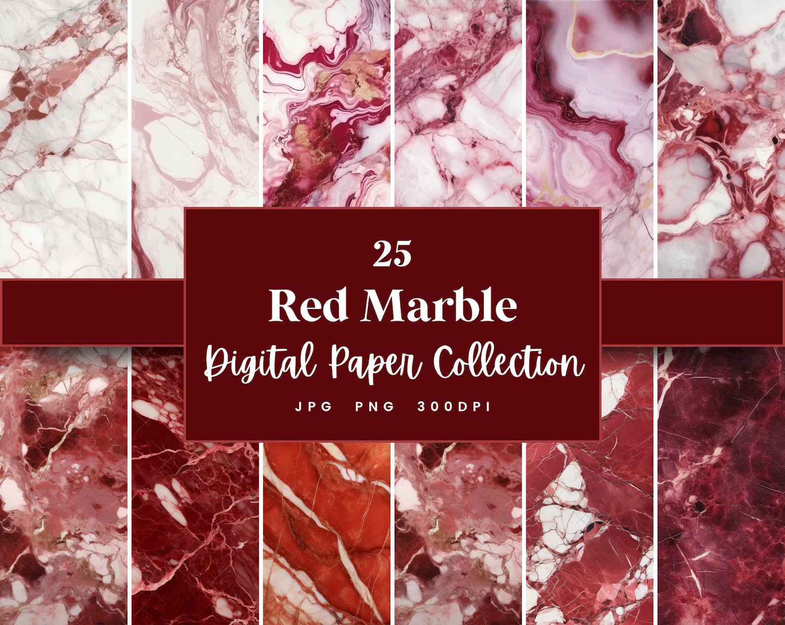 Red Marble Digital Paper