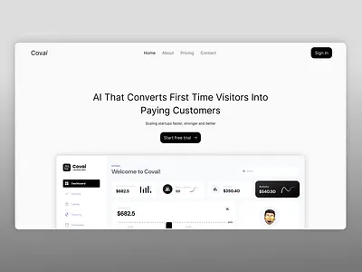 Covai - Light mode figma hero section landing page ui uiux ux design website