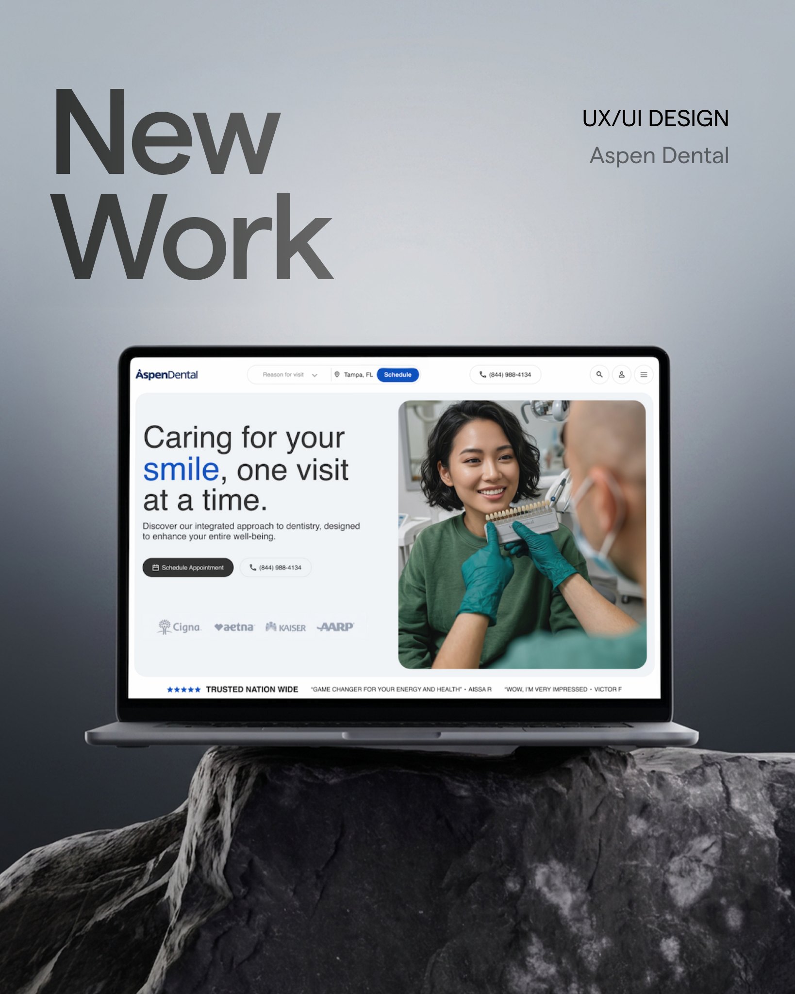 Aspen Dental – UX/UI Case Study 🦷 branding clean dental dentistry healthcare landingpage lerws medical medicalui minimalism productdesign prototype redesign responsive typography ui userinterface ux visualdesign webdesign