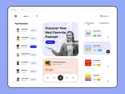 Podcast Web App app audio design illustration minimal podcast ui ux web website