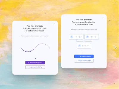 Popups modal windows blue modal podcasting popup postproduction priocessing sound tracks ui ux violet waves