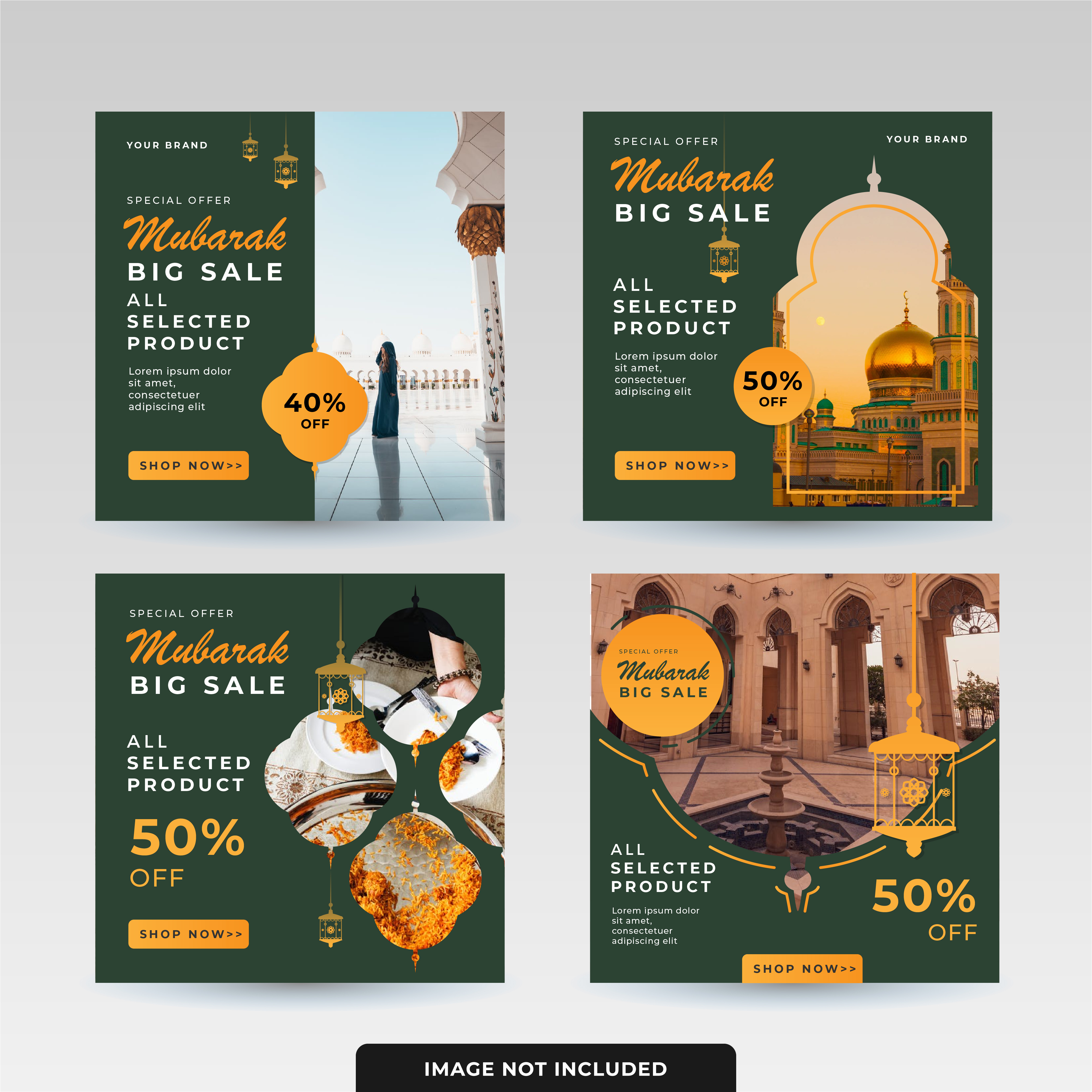 Mubarak Big Sale Social Media Templates architecture banner big sale design eid fountain gold dome lantern minaret mosque mubarak offer ornament poster promotion ramadan sale shopping social media traditional