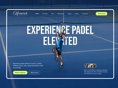 🎾Monarch Padel Club – Sports Club Landing Page branding comunity field landing page luxury club luxury padel club luxury sport minimalist padel padel club padel website services sport sport padel ui ux website website for padel