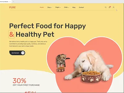 Design and Prototype of a Pet Food E-Commerce Website 3d animation art branding care cat design dog food graphic design illustration landingpage logo motion graphics pet prototype template ui uiux website