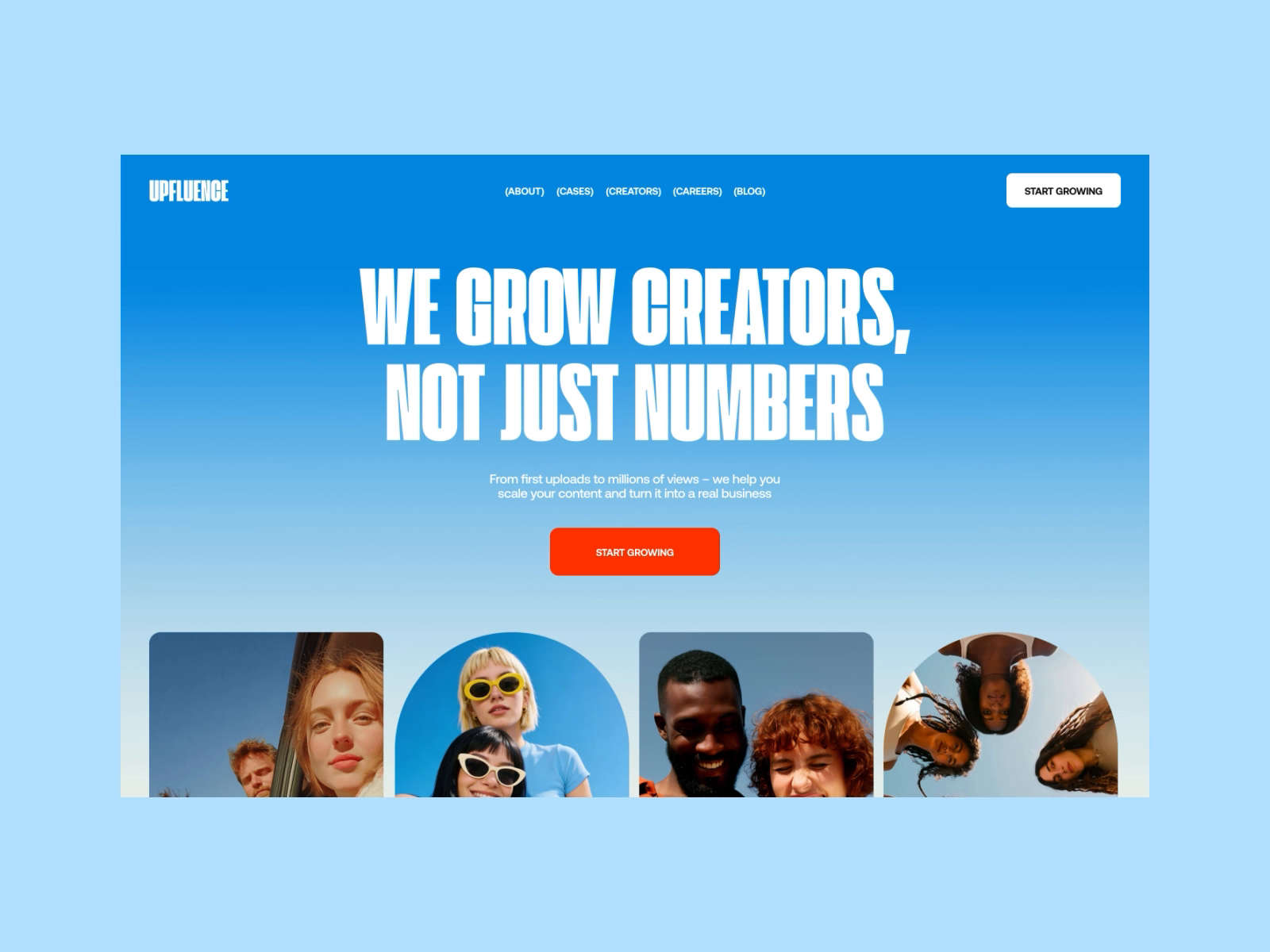Creator Growth Platform: Landing Page Scroll