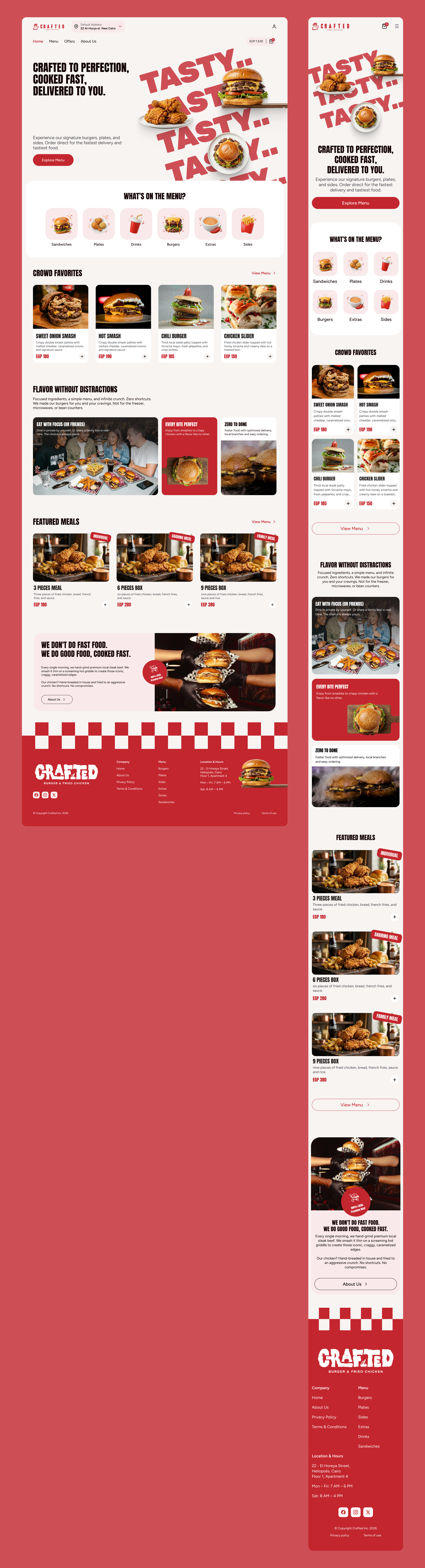 Smash Burger Responsive Website bold figma fried chicken graphic design punchy red resposive smash burger tasty ui ux web design website