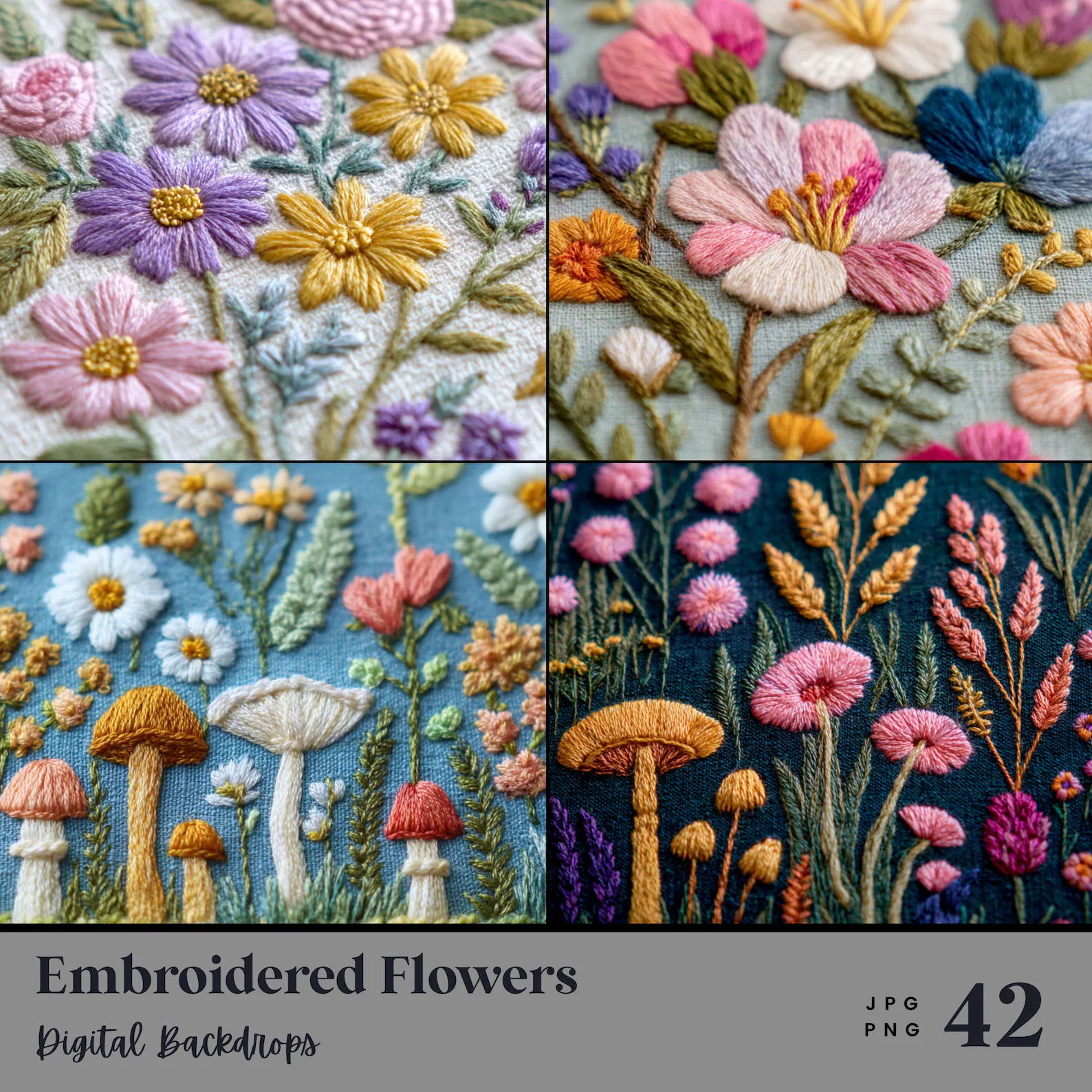 Embroidered Flowers Digital