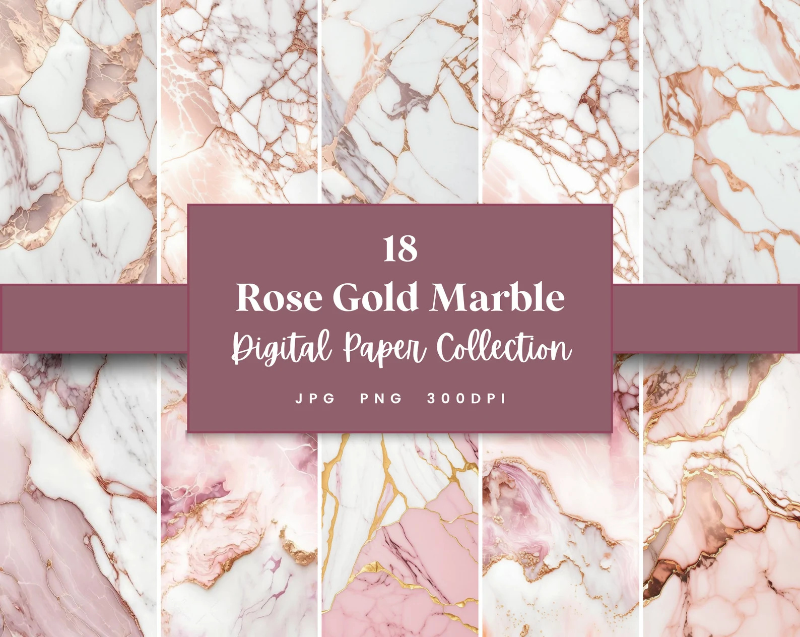 Rose Gold Marble Digital Paper