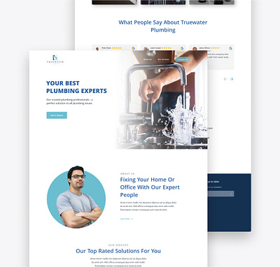 Plumbing contractor home page design conceptual design design figma home page interactive design landing page responsive design web design web development webdesign webflow