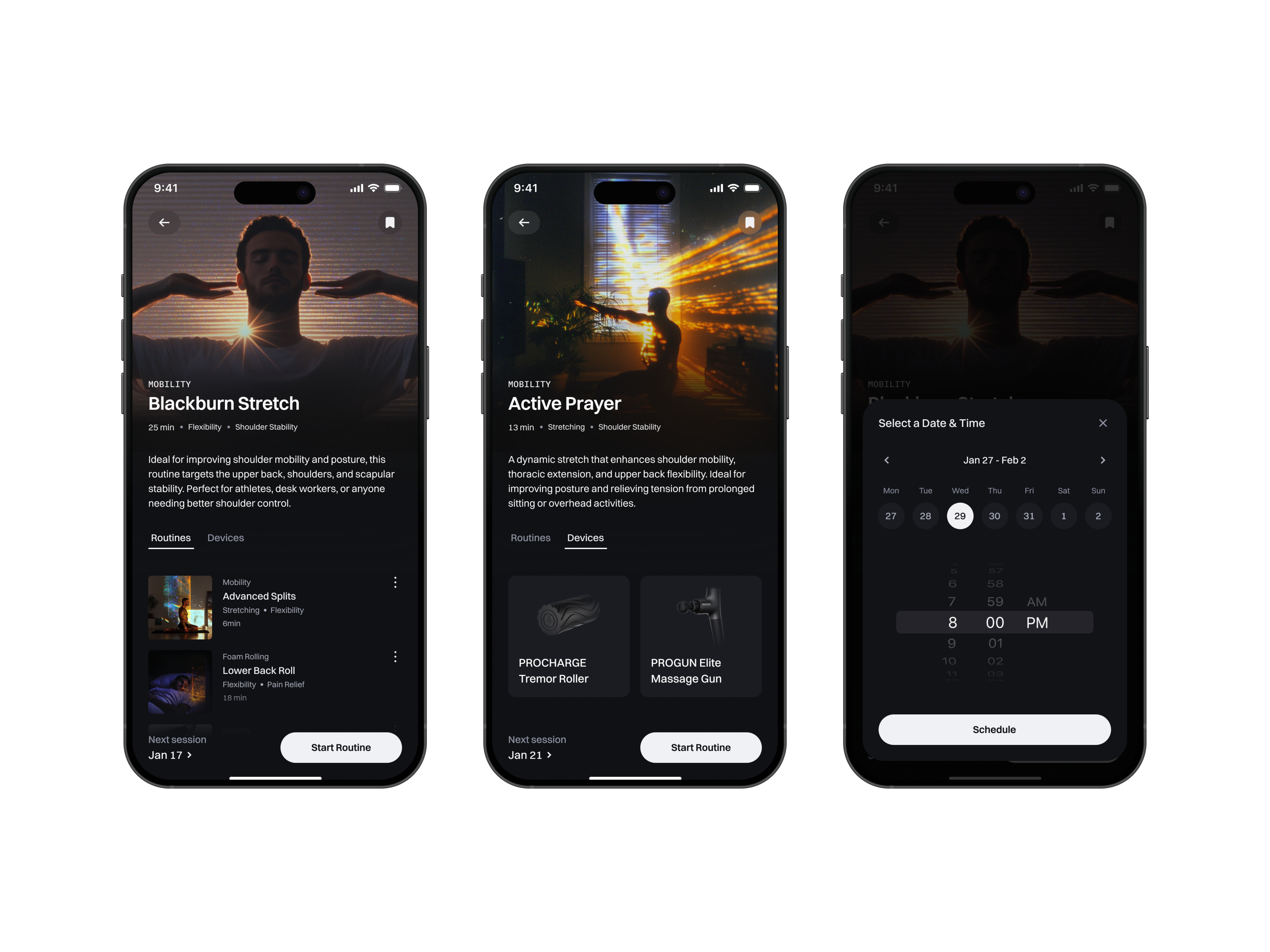 Routine info - Protec recovery app
