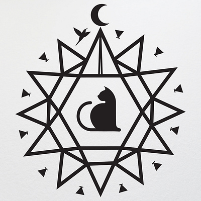 Tarrot Card Reader Logo air symbol familiar healing lilith logo magic medium monoline mystic spiritual star tarrot