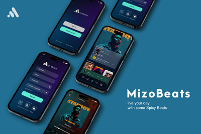 MizoBeats | Music listening app Design 3d adobexd appdesign branding casestudy design figma graphic design logo mizobeats mobileapp music musicappdesign ui ux