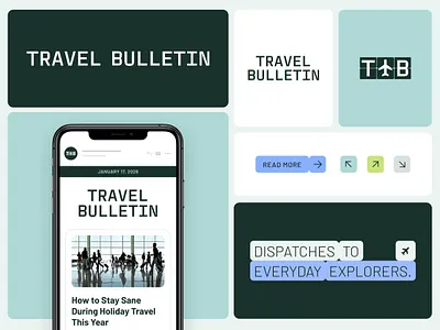 Travel Bulletin brand board airplane brand design brand identity branding buttons email design logo logo design logomark plane product design travel travel brand travel bulletin ui ux wordmark