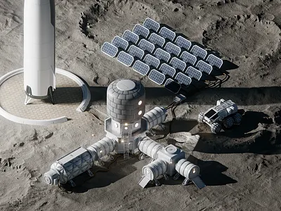 Artemis Lunar Base 3d artemis base blender diorama illustration isometric moon render space