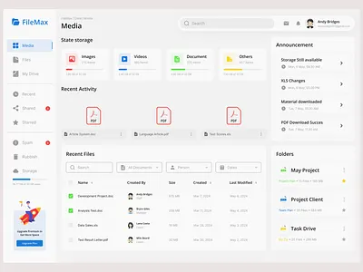 Cloud File Management & Storage Dashboard 📂☁️ admin panel asset management clean layout cloud storage dashboard design data visualization digital assets file explorer file management filemax google drive alternative modern ui productivity tools saas dashboard storage ui tech startup ui user interface ux design web app