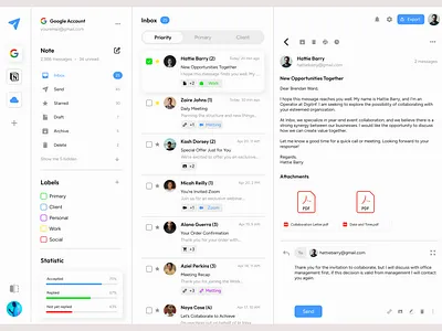 Professional Email Client Dashboard 📧📥 admin panel clean layout communication tool crm integration dashboard design data visualization email analytics email client inbix inbox management messaging app minimalist ui productivity app professional tools saas ui ui user interface ux design web app workflow automation