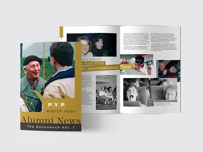 Portland Youth Philharmonic Alumni News - The Resonance Vol 1. alumni newsletter branding editoral layout magazine newsletter portland youth phil pyp vintage world tour