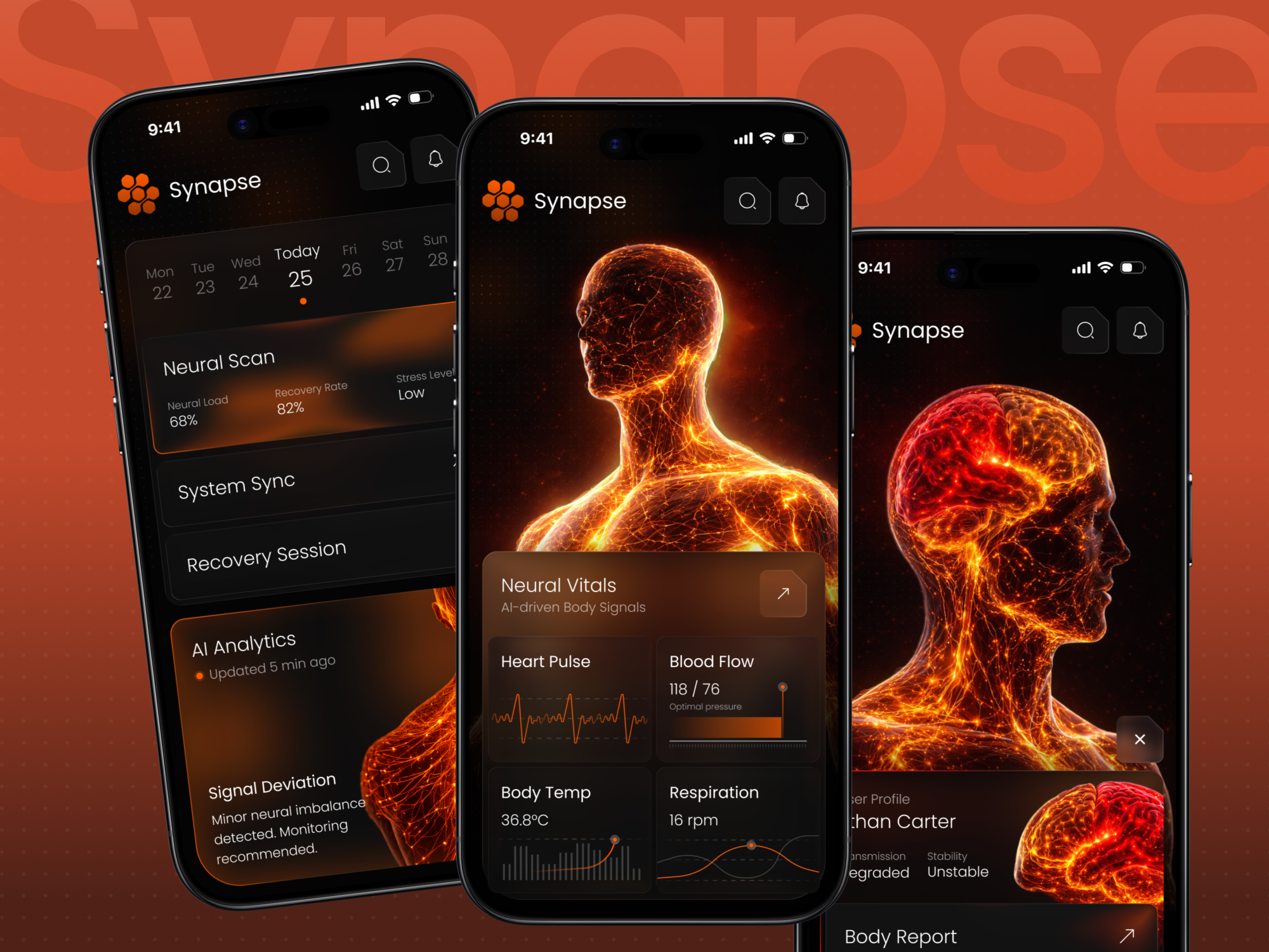 Synapse | AI-Powered Neural Diagnostics & Biometric Mobile UI digital health app digital health uiux health app health application health tech app health tech application health tech uiux health uiux healthcare app healthcare application healthcare uiux medical app medical application medical uiux medicine app medicine application medicine uiux medtech app medtech application medtech uiux