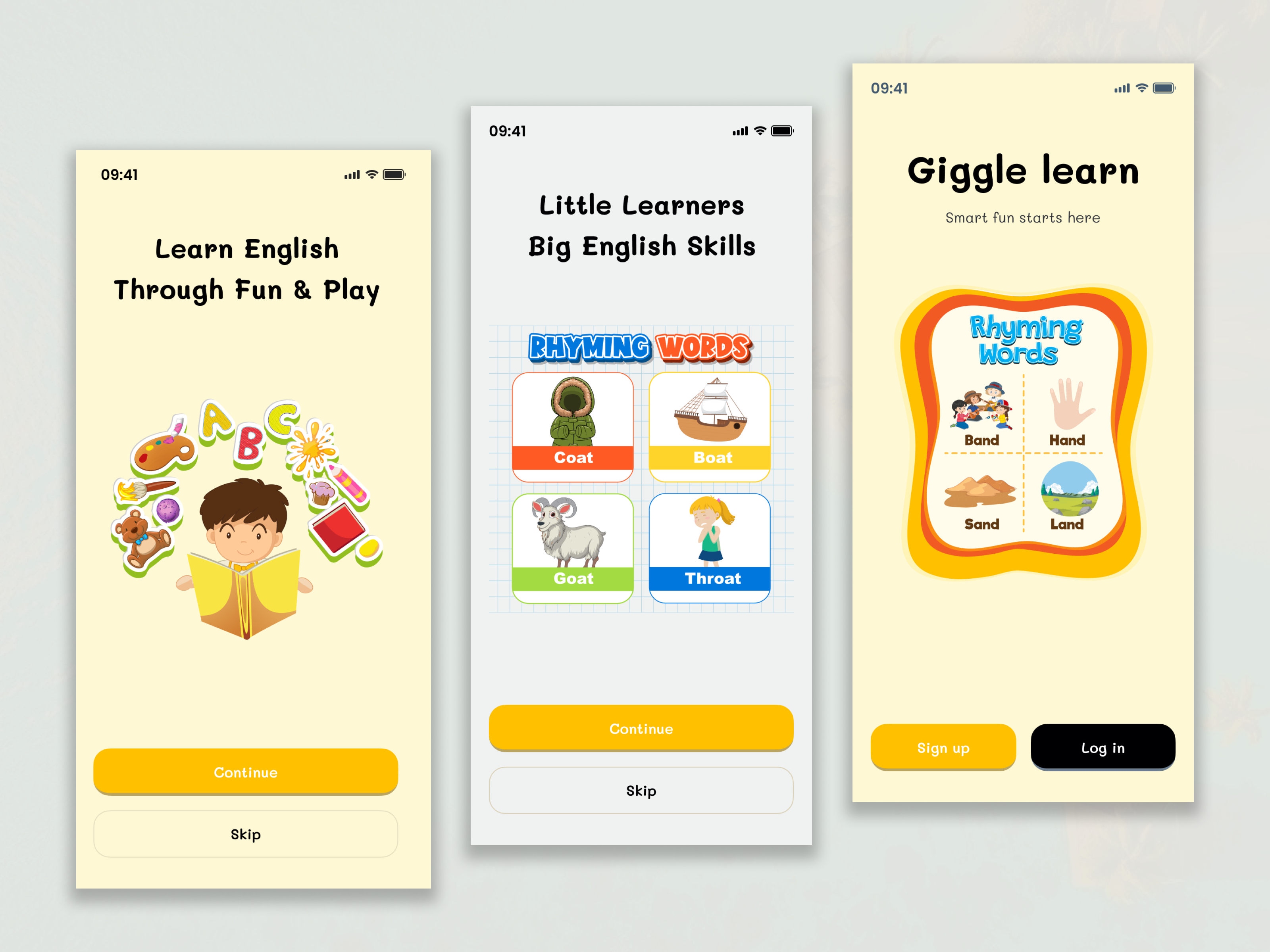Smart Learning Mobile App — Signup & Login UI ai powered app chatbot design data science deep learning english for kids idea management ios kids app design login screen machine learning minimalist design mobile app mobile app design modern design neural network onboarding design sign up screen smart management uiux design user interface