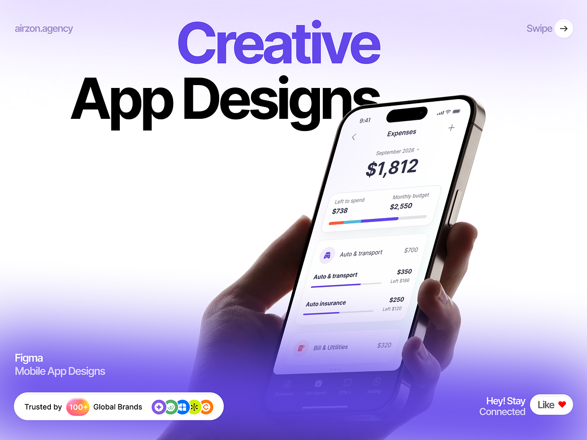 Creative App Designs for Digital Banking & Expense Management