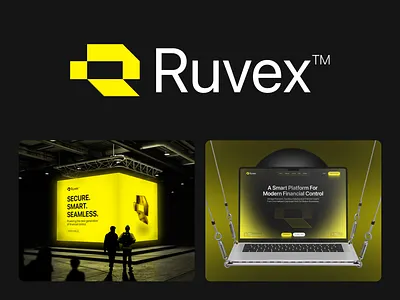Ruvex™ - Fintech Brand Identity Design billboard design brand identity brand presentation brand showcase creative direction design system digital branding fintech branding fintech design logo design minimal branding modern branding neon design product branding ruvex branding ruvex logodesign ruvex uiux startup branding tech branding visual identity