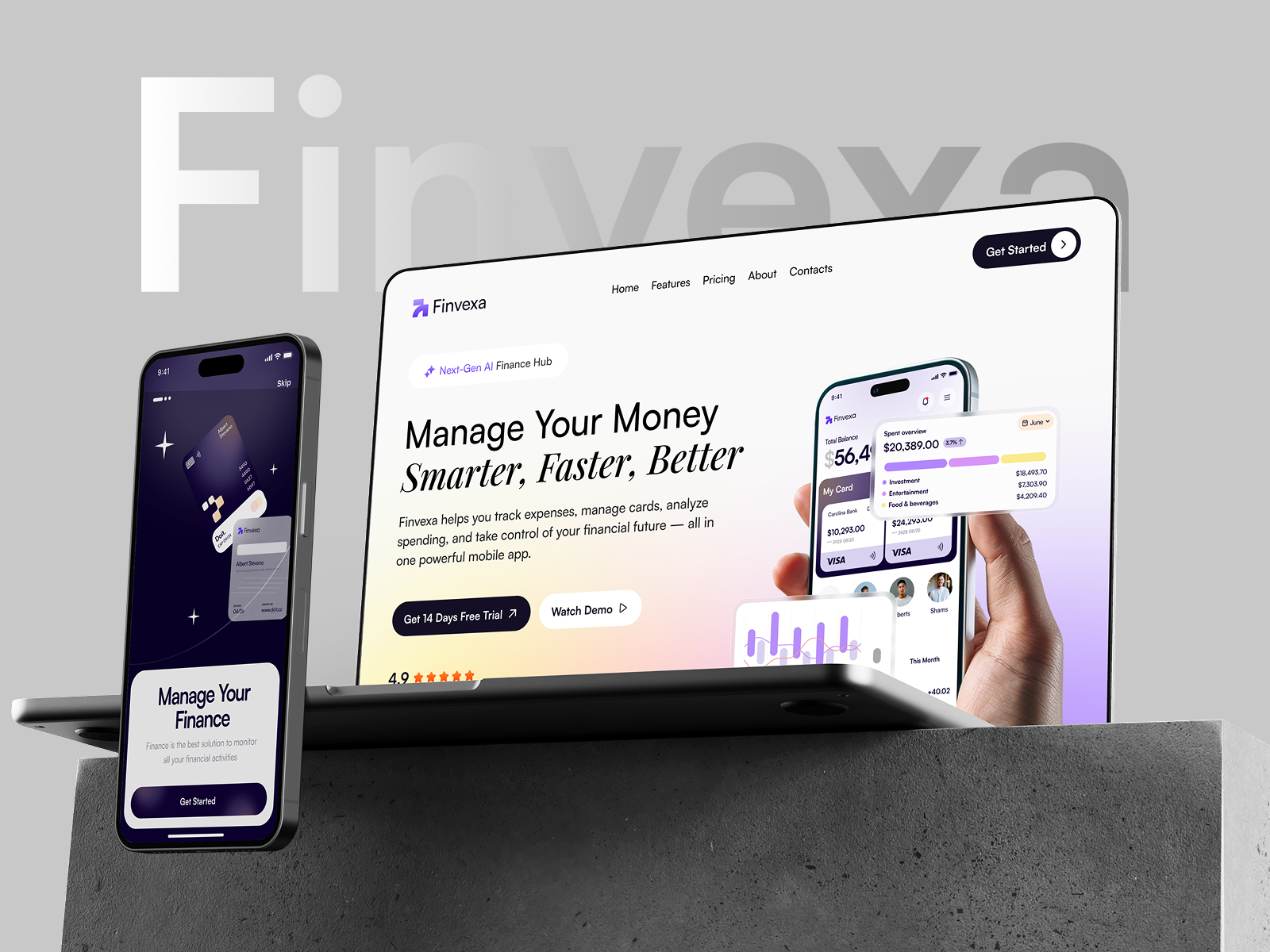 Example of 💰 Finvexa — Fintech Mobile App Landing Page
